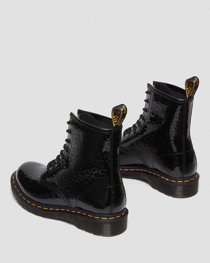 Dr Martens 1460 Leopard Emboss Patent Lær Ankelstøvletter Dame Svarte Leopard | Norge 90QMA